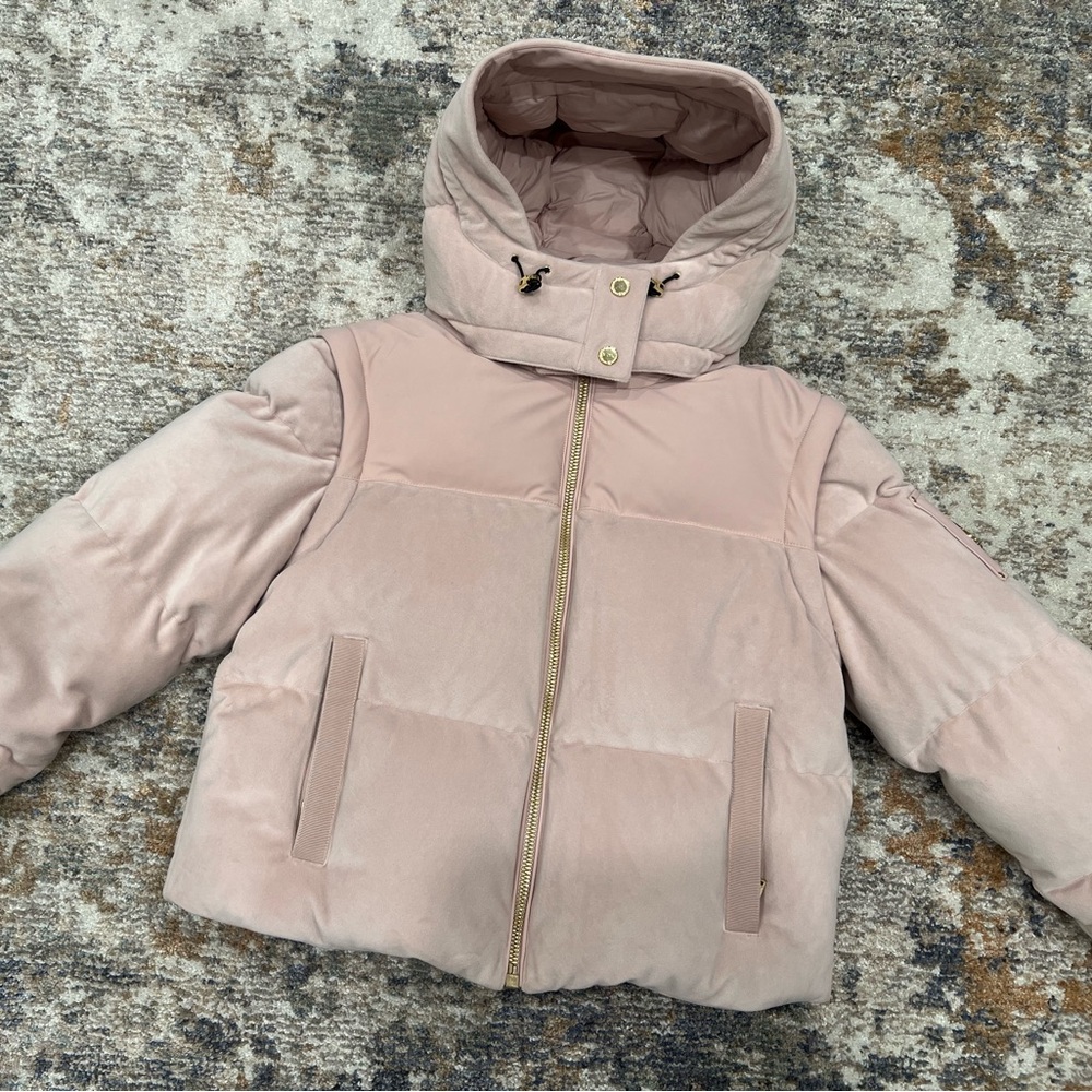 MOOSE KNUCKLES Velour Comptoir Down Jacket In Pink